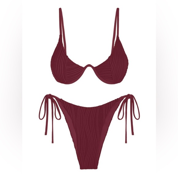 Elegant Burgundy Bikini Set - Picture 1 of 4
